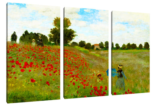 Claude Monet - Felder um Argenteuil Leinwanbild 3Teilig