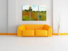 Claude Monet - Felder um Argenteuil Leinwandbild im Wohnzimmer 3Teilig