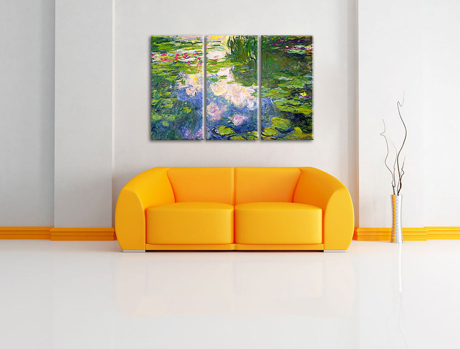 Claude Monet - Seerosen II Leinwandbild im Wohnzimmer 3Teilig