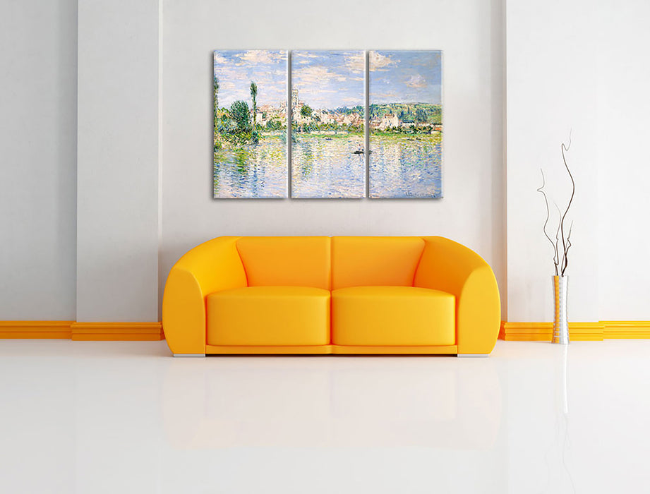 Claude Monet - Vétheuil im Sommer Leinwandbild im Wohnzimmer 3Teilig