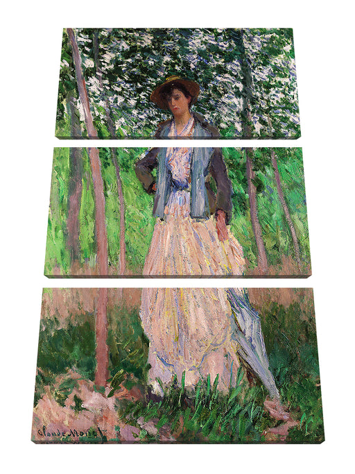 Claude Monet - Die Spaziergängerin Suzanne Hoschedé Leinwanbild 3Teilig