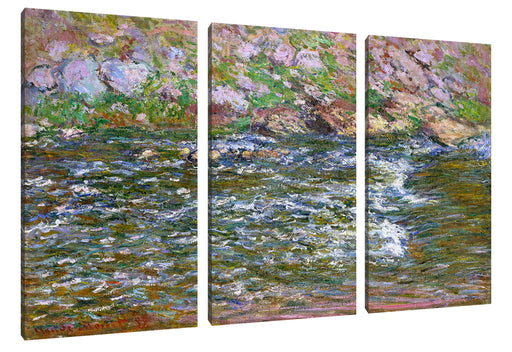 Claude Monet - Stromschnellen an der Petite Cremes Leinwanbild 3Teilig