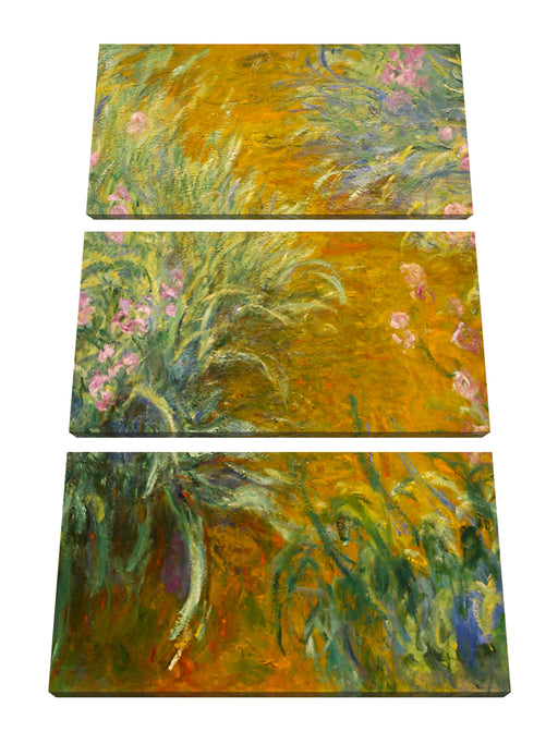 Claude Monet - Weg durch die Schwertlilien Leinwanbild 3Teilig