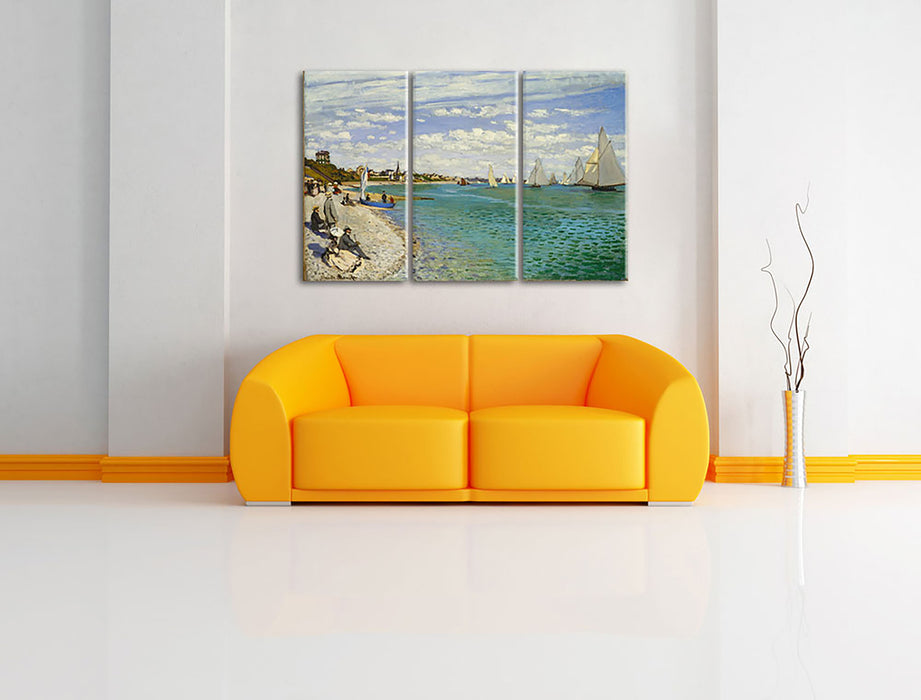Claude Monet - Regatta bei Sainte Leinwandbild im Wohnzimmer 3Teilig