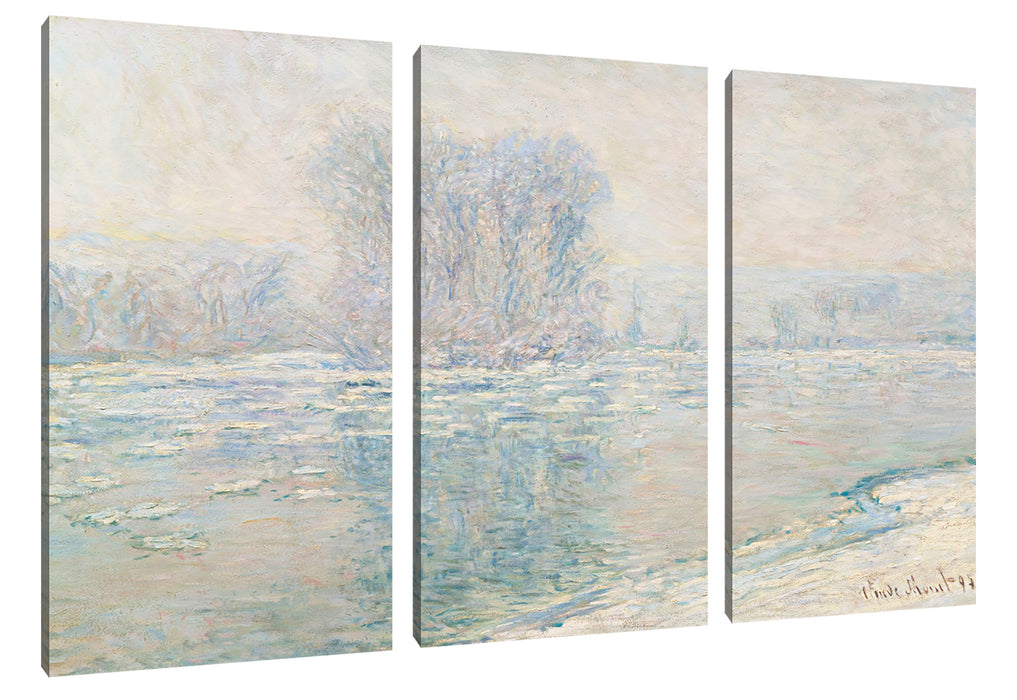 Claude Monet - Eisschollen Leinwanbild 3Teilig