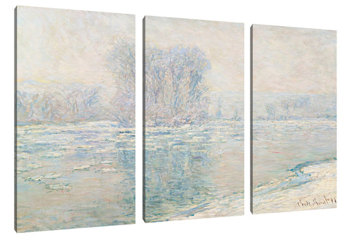Claude Monet - Eisschollen Leinwanbild 3Teilig