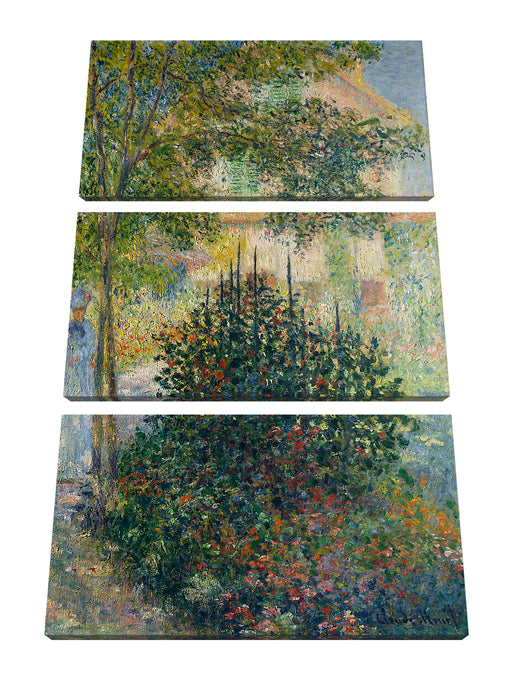 Claude Monet - Camille Monet im Garten in Argenteuil Leinwanbild 3Teilig