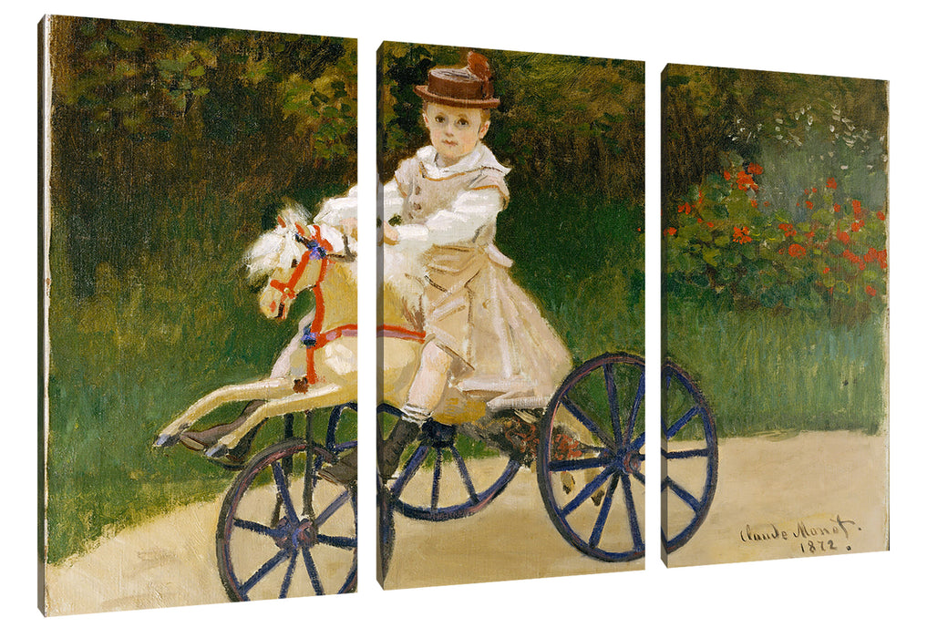 Claude Monet - Jean Monet auf seinem Pferderad Leinwanbild 3Teilig