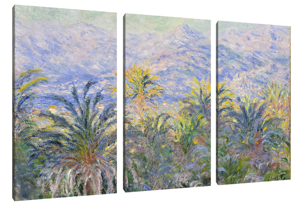 Claude Monet - Palmen in Bordighera Leinwanbild 3Teilig