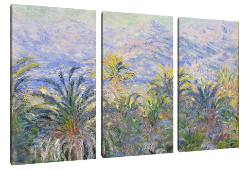 Claude Monet - Palmen in Bordighera Leinwanbild 3Teilig