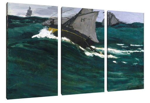 Claude Monet - Die grüne Welle Leinwanbild 3Teilig