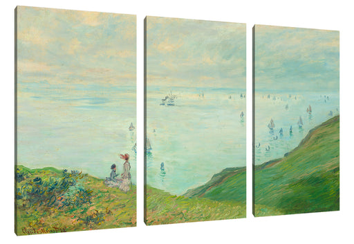 Claude Monet - Klippen bei Pourville Leinwanbild 3Teilig