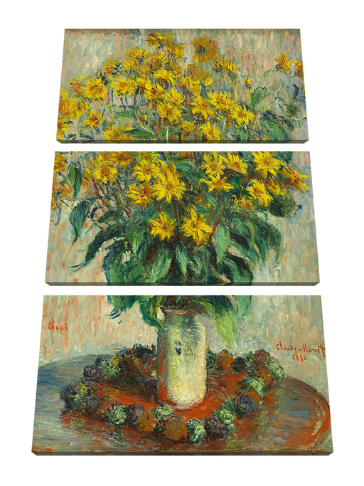 Claude Monet - Topinambur Blumen Leinwanbild 3Teilig