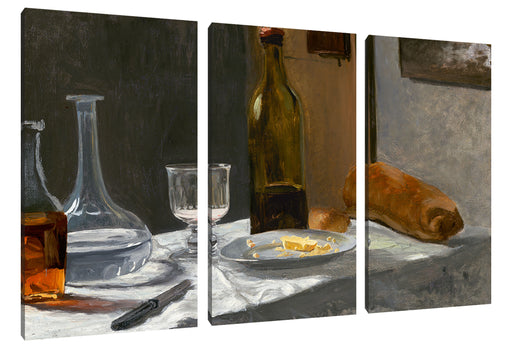Claude Monet - Stillleben mit Flasche Leinwanbild 3Teilig