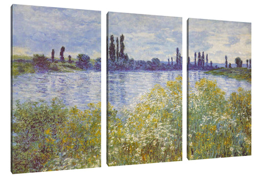 Claude Monet - Seine-Ufer Vétheuil Leinwanbild 3Teilig