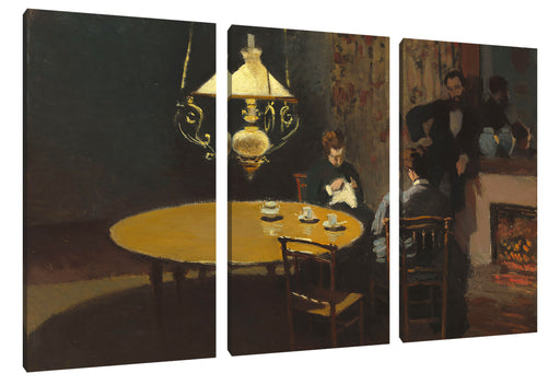 Claude Monet - Drinnen nach dem Abendessen Leinwanbild 3Teilig