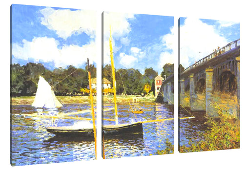 Claude Monet - Die Brücke bei Argenteuil Leinwanbild 3Teilig