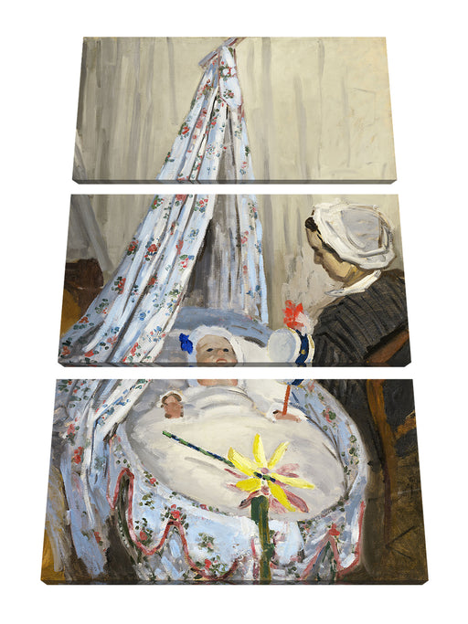Claude Monet - Die Wiege - Camille mit Jean dem Sohn Leinwanbild 3Teilig