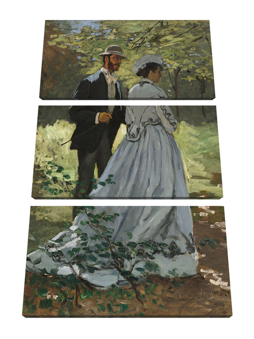 Claude Monet - Bazille und Camille Studie für Déjeun Leinwanbild 3Teilig