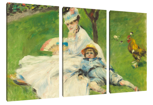 Claude Monet - Madame Monet mit ihrem Sohn Leinwanbild 3Teilig