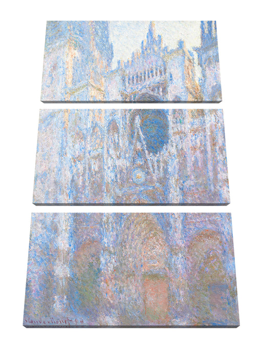 Claude Monet - Das Tor der Kathedrale von Rouen im Mo Leinwanbild 3Teilig