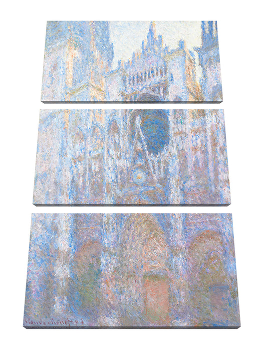 Claude Monet - Das Tor der Kathedrale von Rouen im Mo Leinwanbild 3Teilig