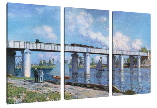 Claude Monet - Die Eisenbahnbrücke in Argenteuil Leinwanbild 3Teilig