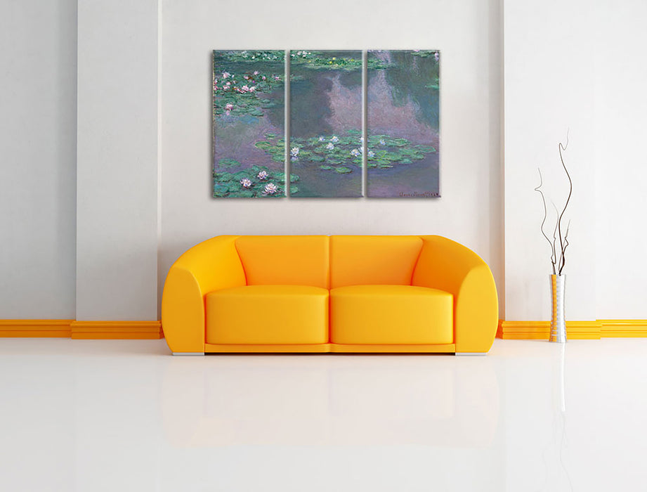 Claude Monet - Seerosen VI Leinwandbild im Wohnzimmer 3Teilig