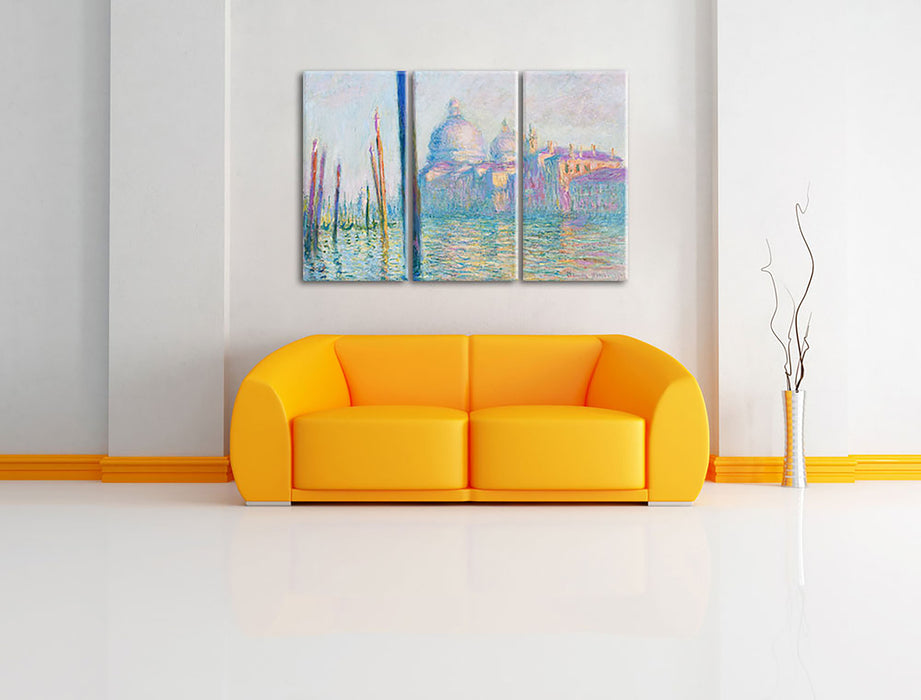 Claude Monet - Der große Kanal Venedig Leinwandbild im Wohnzimmer 3Teilig