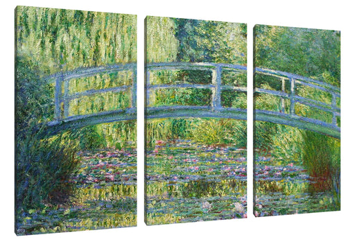 Claude Monet - japanische Brücke über den Seerosenteich II Leinwanbild 3Teilig