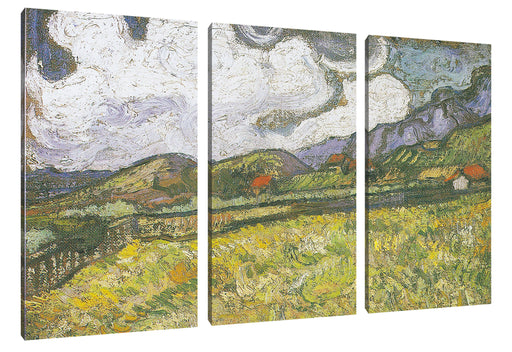 Vincent Van Gogh - Weizenfeld hinter Saint-Paul Leinwanbild 3Teilig