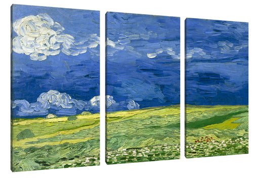 Vincent Van Gogh - Weizenfeld unter Gewitterwolken Leinwanbild 3Teilig