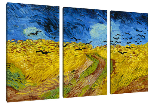 Vincent Van Gogh - Weizenfeld mit Krähen Leinwanbild 3Teilig