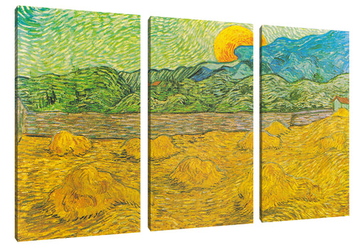 Vincent Van Gogh - Landschaft mit Weizenhaufen Leinwanbild 3Teilig