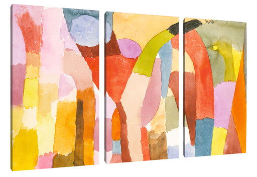 Paul Klee - Bewegung von gewölbten Räumen Leinwanbild 3Teilig
