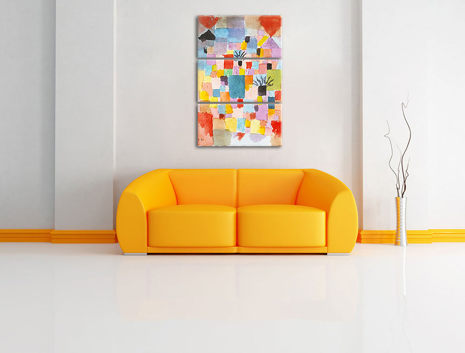 Paul Klee - Südliche Gärten Leinwandbild im Wohnzimmer 3Teilig