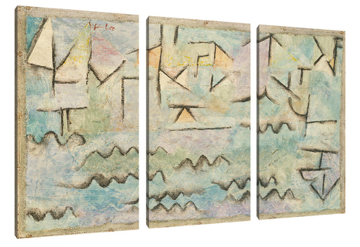 Paul Klee - Der Rhein bei Duisburg Leinwanbild 3Teilig