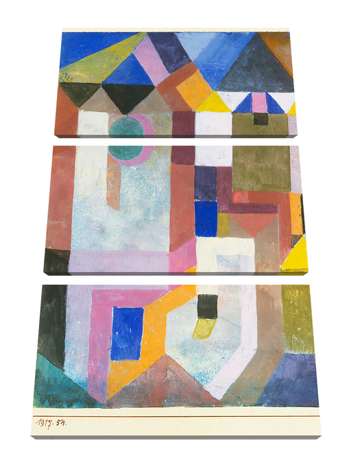 Paul Klee - Bunte Architektur Leinwanbild 3Teilig