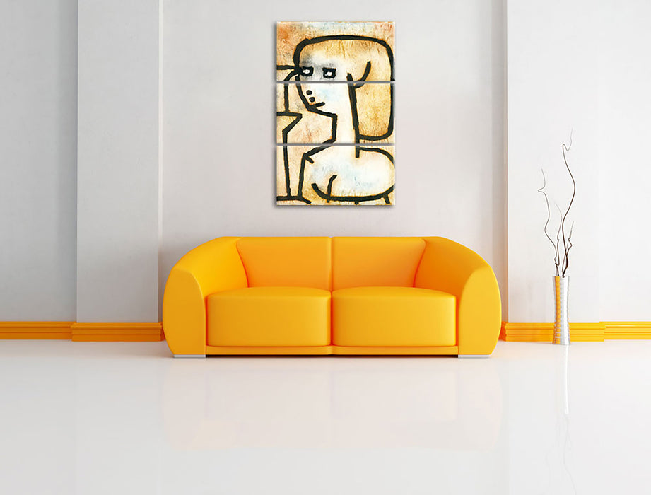Paul Klee - Mädchen in Trauer Leinwandbild im Wohnzimmer 3Teilig