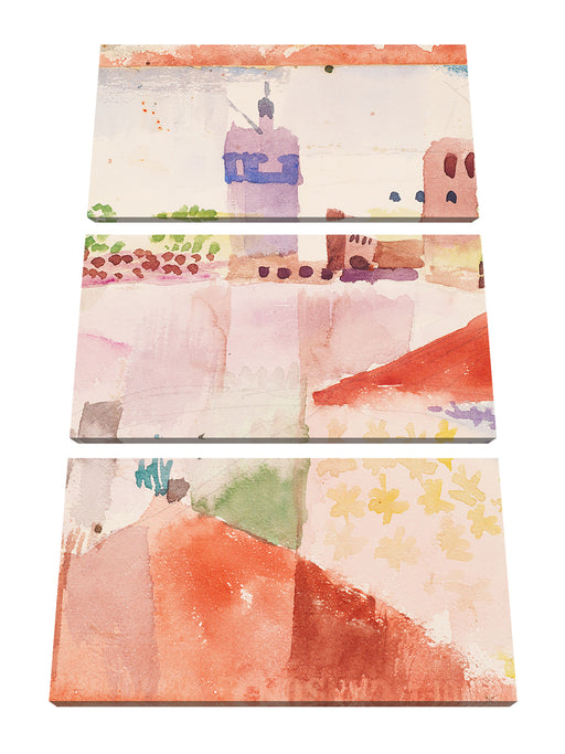 Paul Klee - Hammamet Tunesien und ihre Moschee Leinwanbild 3Teilig