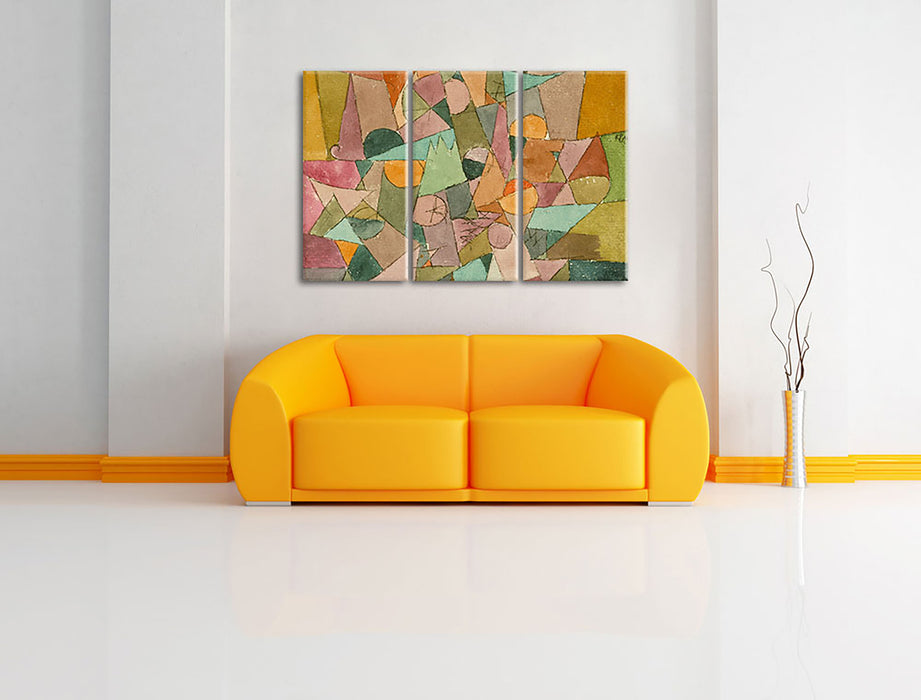 Paul Klee - Unbenannt Leinwandbild im Wohnzimmer 3Teilig