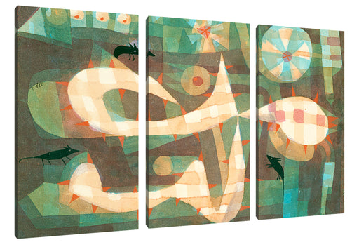 Paul Klee - Die Stachelschlinge mit den Mäusen Leinwanbild 3Teilig