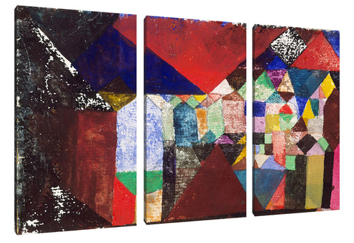 Paul Klee - Städtisches Juwel Leinwanbild 3Teilig