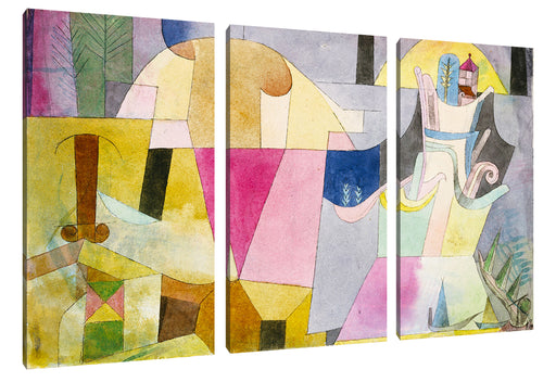 Paul Klee - Schwarze Säulen in der Landschaft Leinwanbild 3Teilig