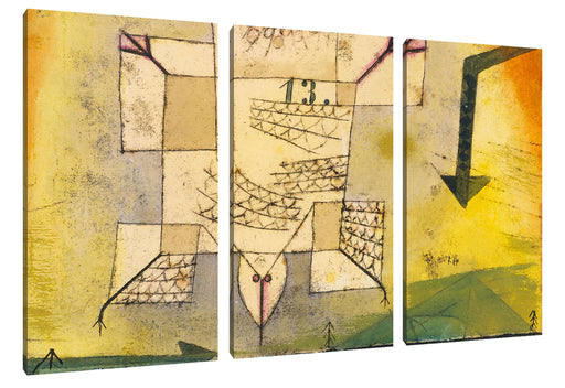 Paul Klee - Abstürzender Vogel Leinwanbild 3Teilig