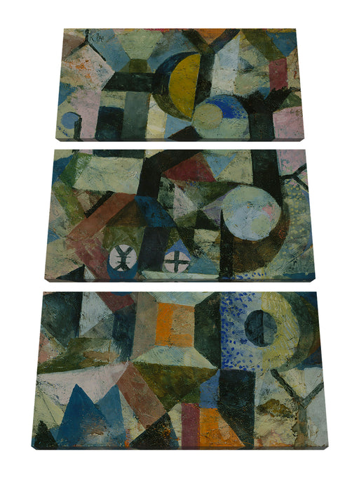 Paul Klee - Komposition mit dem gelben Halbmond Leinwanbild 3Teilig