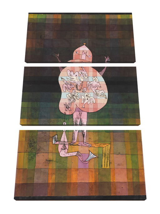Paul Klee - Bauchredner und Schreier im Moor Leinwanbild 3Teilig