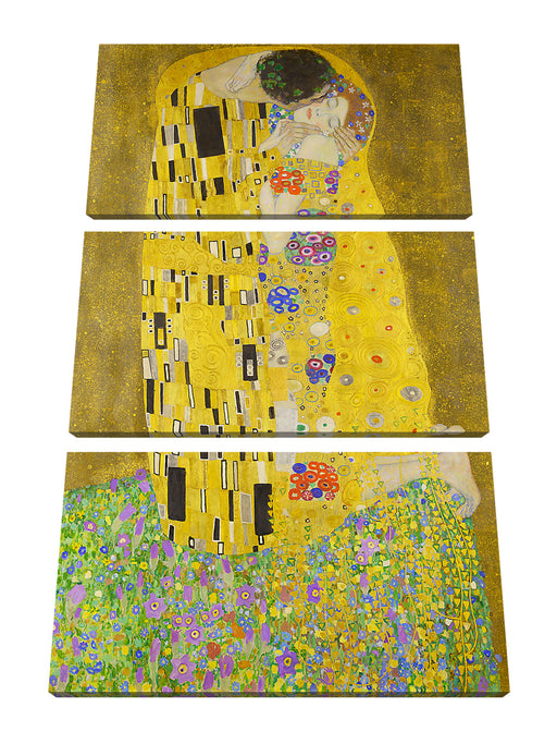 Gustav Klimt - Der Kuss Leinwanbild 3Teilig
