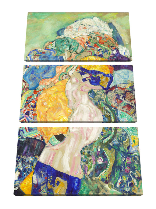 Gustav Klimt - Baby Wiege Leinwanbild 3Teilig