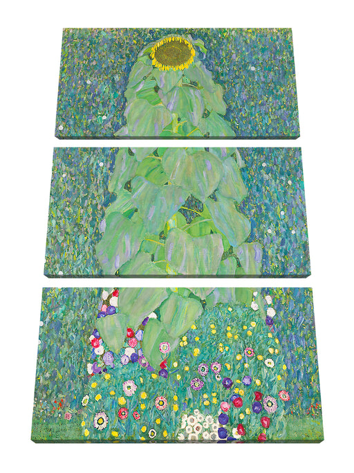 Gustav Klimt - Die Sonnenblume Leinwanbild 3Teilig